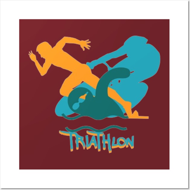 Triathlon , Swim ,Bike, Run Wall Art by KoumlisArt